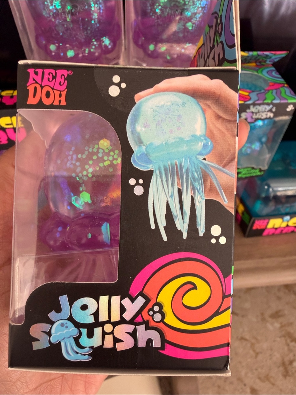 Jelly Squish blue Authentic Glitter Jellyfish Toy - NeeDoh - Picture 6 of 8